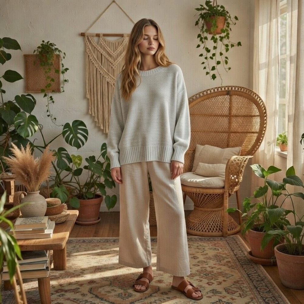 Aerie Light Grey Oversized Crewneck Sweater Exposed Seam Side Slit Small